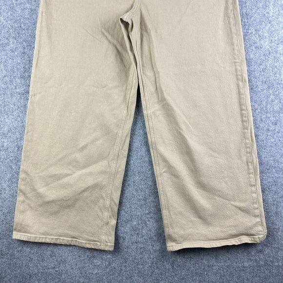 Ann Taylor Loft Jeans Women 12 Tan Wide Leg Crop Preppy Stretch Denim Minimalist - Picture 8 of 16